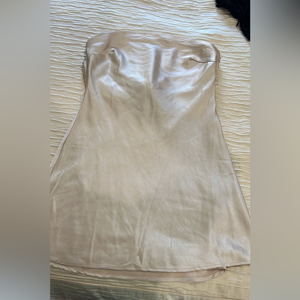 Champagne strapless cocktail dress